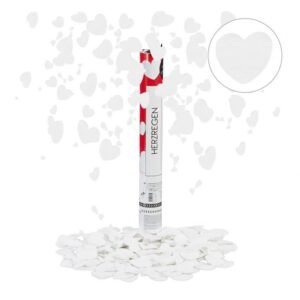 Canon à Confettis papier en forme de cœur blanc 40 cm