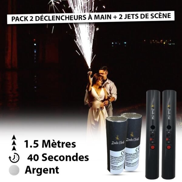 Pack 2 Déclencheurs à Main+2 jets de scène 1.5 Mètres 40 Secondes