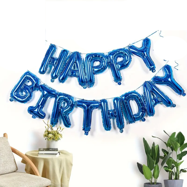 Ballons aluminium Bleu "Happy Birthday" (40CM) – Image 3