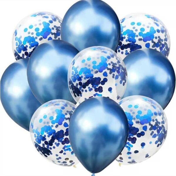 10 Ballons Bleu Mélangé En Métal Pour Fête