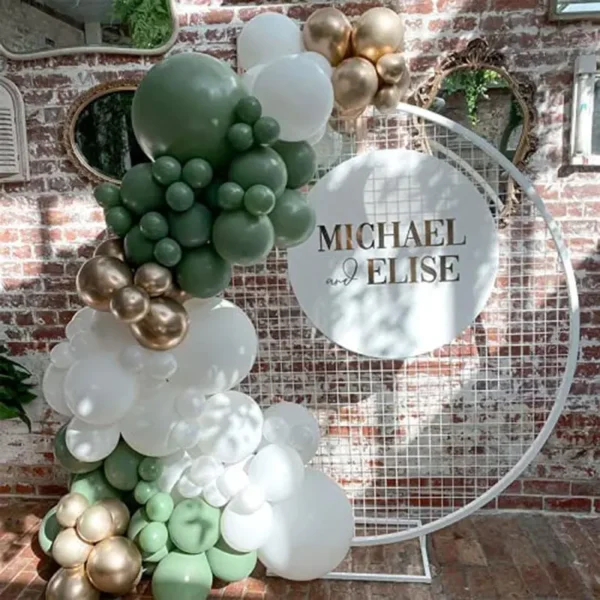 Kit Arche Ballons Anniversaire Blanc Vert et Or 137 pcs – Image 2