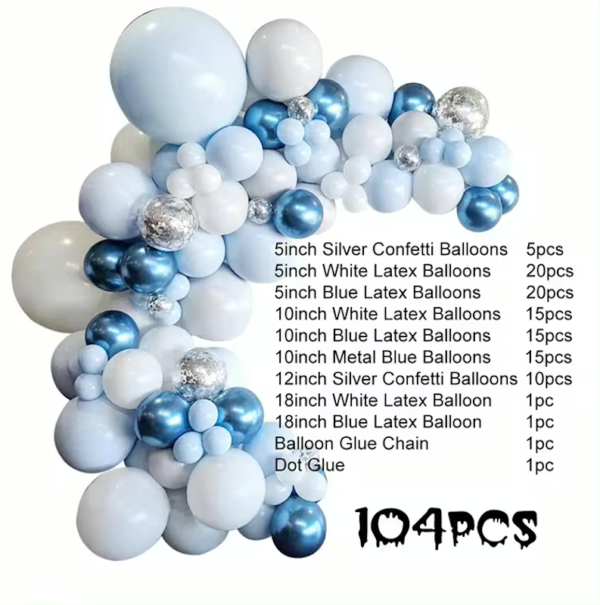 Arche de Ballons baby shower Bleu 104 pcs – Image 2