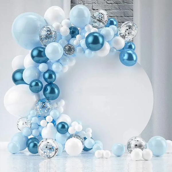 Arche de Ballons Blanc et Bleu Argent 104 pcs – Image 2
