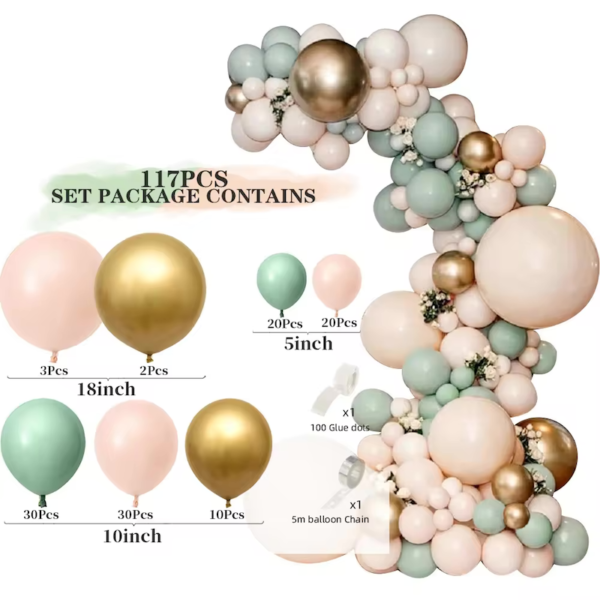 Arche de Ballons Vert Olive 117 pcs – Image 2