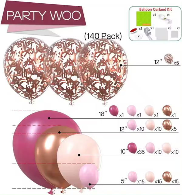 Arche de Ballons Rose Poussiéreux 140 pcs – Image 2