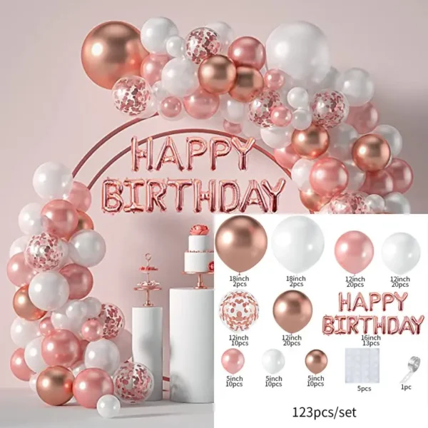 Arche Ballon Rose Gold Pour Filles 123 pcs – Image 4