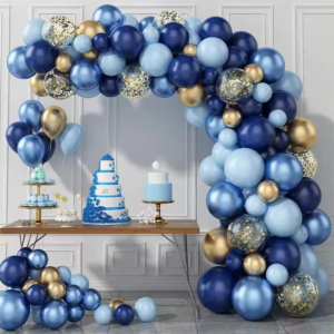Arche de Ballons Bleu Foncé et Or 133 pcs