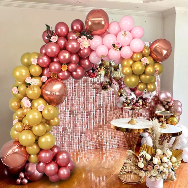 Arche de Ballons 134 pcs Rose Métallique Chromé – Image 2