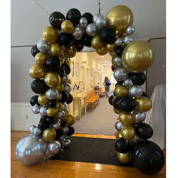 Arche de Ballons Noir et Argent métalliques Or chromé 137pcs – Image 3