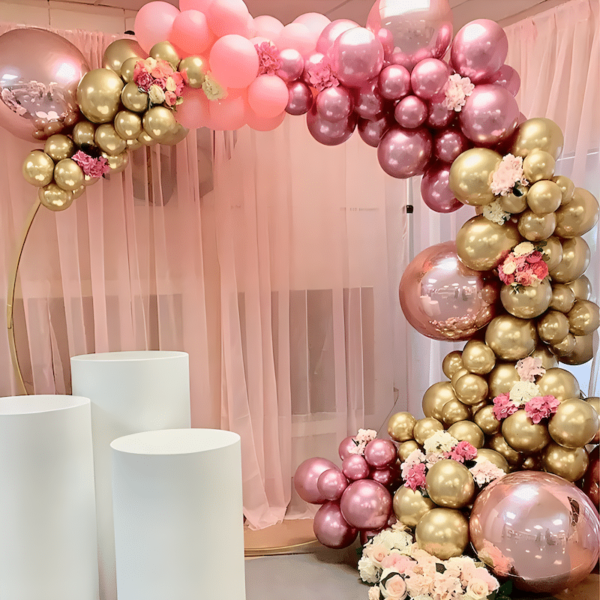 Arche de Ballons 134 pcs Rose Métallique Chromé
