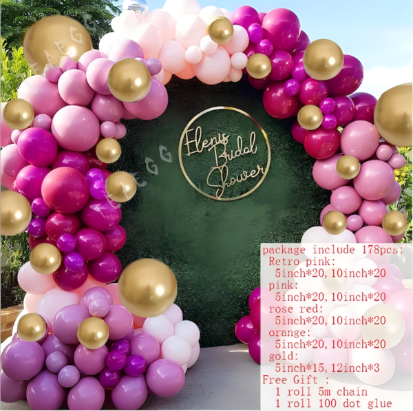 Arche de Ballons Rose-Or chromé 178 pcs – Image 2