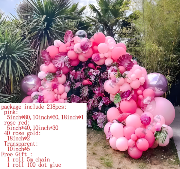 Arche de Ballons Rose-Rouge 218 pcs – Image 2