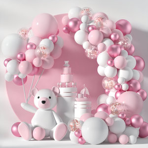 Arche de Ballons Blanc-Rose pour Anniversaire Baby Shower Décorations De Noce 107 pcs