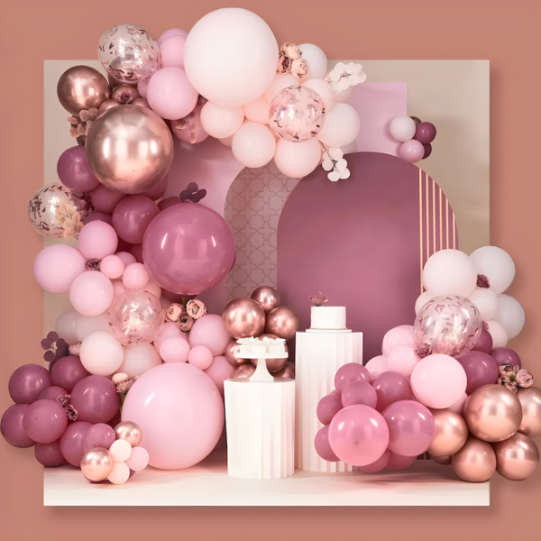 Arche de Ballons Rose Poussiéreux 140 pcs