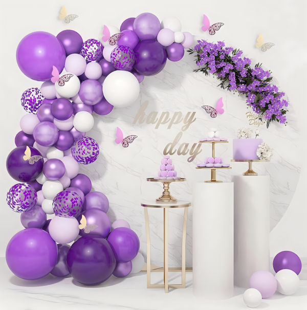 Arche de Ballons Violet pour Anniversaire 124 pcs