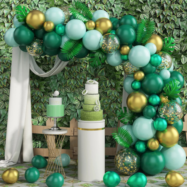 Arc de de Ballons Verts pour une Fête d'Anniversaire sur le Thème de la Forêt 80 pcs