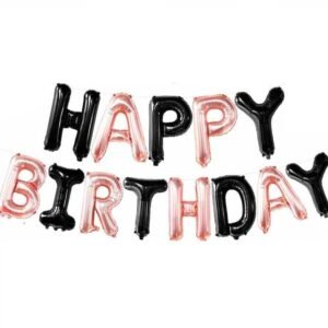 Ballon aluminium Noir et Rose Gold "Happy Birthday" (40CM)