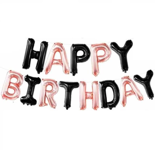 Ballon aluminium Noir et Rose Gold "Happy Birthday" (40CM)