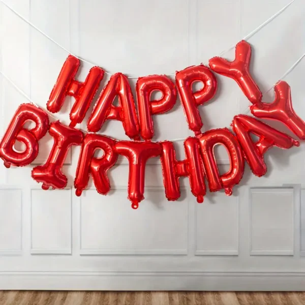 Ballon aluminium Rouge "Happy Birthday" – Image 2