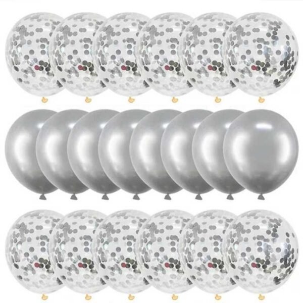 Ballons couleur métallisée argent 20 pièces