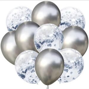 10 Ballons Silver Mélangé En Métal Pour Fête