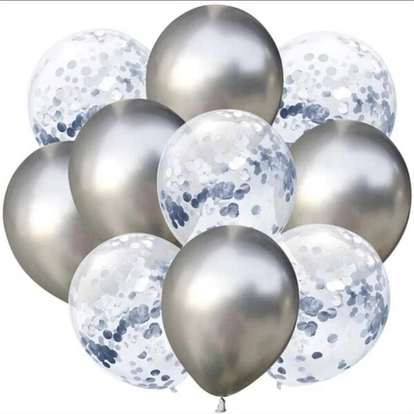 10 Ballons Silver Mélangé En Métal Pour Fête