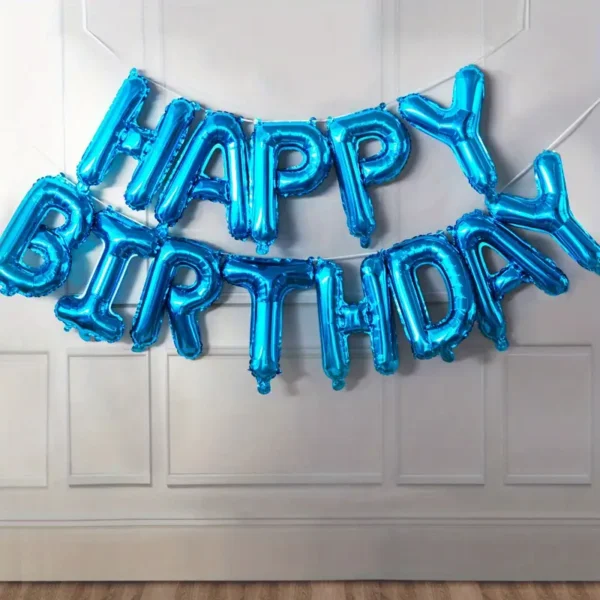 Ballons aluminium Bleu "Happy Birthday" (40CM) – Image 2