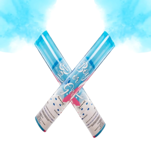 Lot de 2 Canons à Poudre Holi - Gender Reveal Bleu